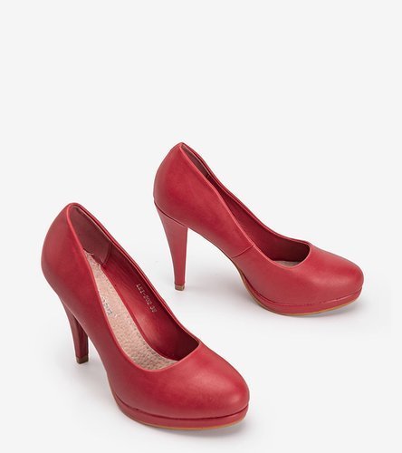 Piros műbőr platformos magassarkú cipő Liana